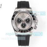 Best Rolex Daytona replica C1 factory Swiss 4131 movement grey dial rubber strap 